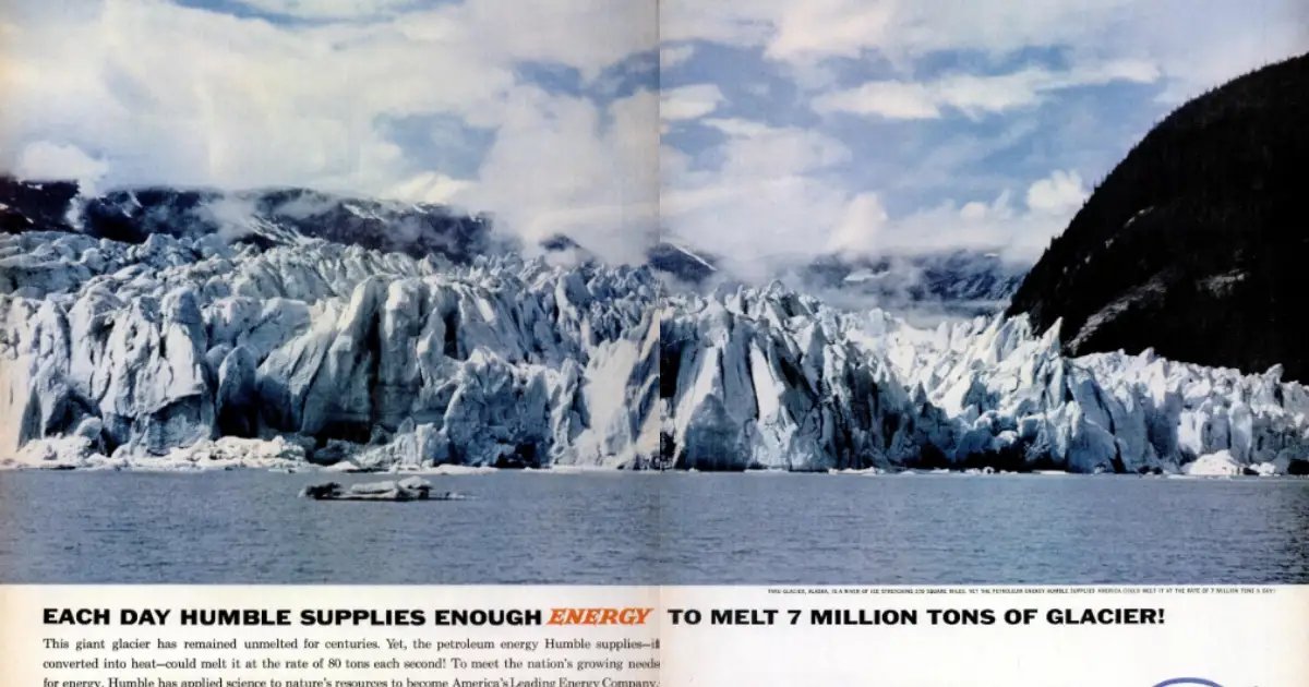 This oil company ad from the 60s actually used tons of melted glacier as a unit of measurement for power output. 🤦‍♀️