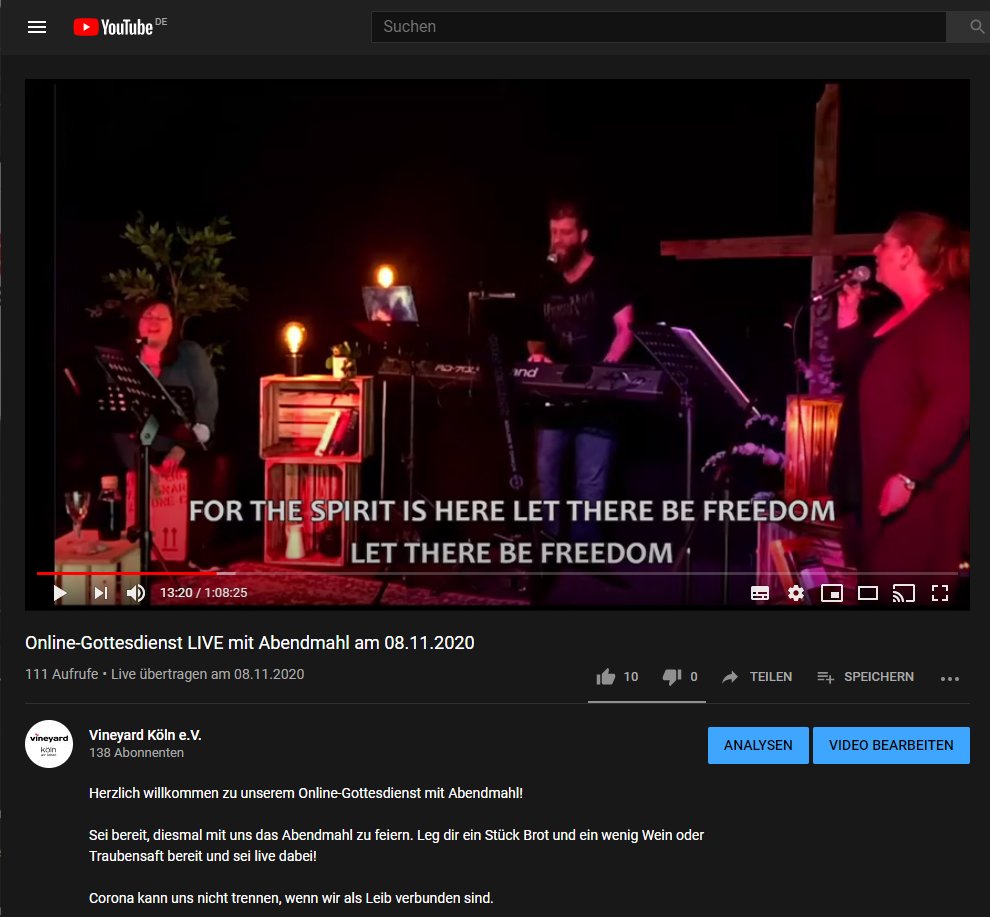 VineyardKoeln's tweet photo. Erlebe unseren Online-#Gottesdienst vom vergangenen Sonntag nochmal: https://t.co/G6XeVk2oEG

Fülke sprach in ihrer #Predigt über die #Freiheit, die der Heilige Geist uns gibt. 
#onlinegottesdienst #onlinekirche #kircheonline #onlinepredigt  #worshiponline #livestreamchurch https://t.co/dKA9Kkk0Bk