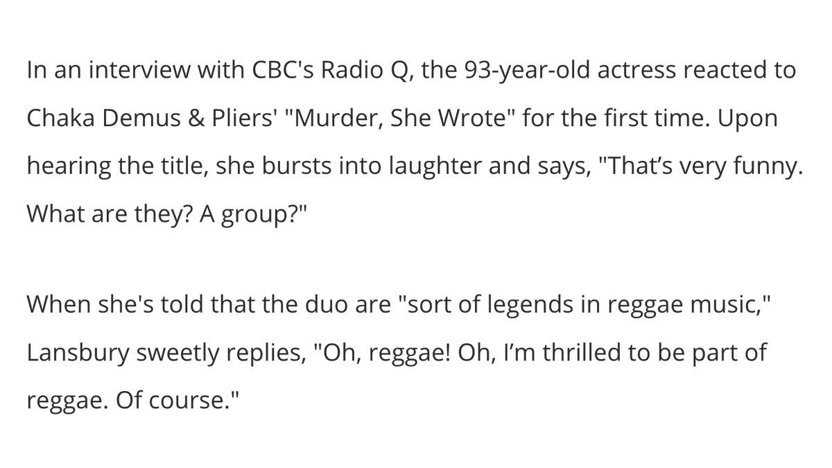 Today, over 25 years later, "Murder She Wrote" is still one of the genre's most enduring anthems and has been sampled over fifty times by artists like Pitbull, French Montana, and Omarion.Even Jessica Fletcher herself approves: