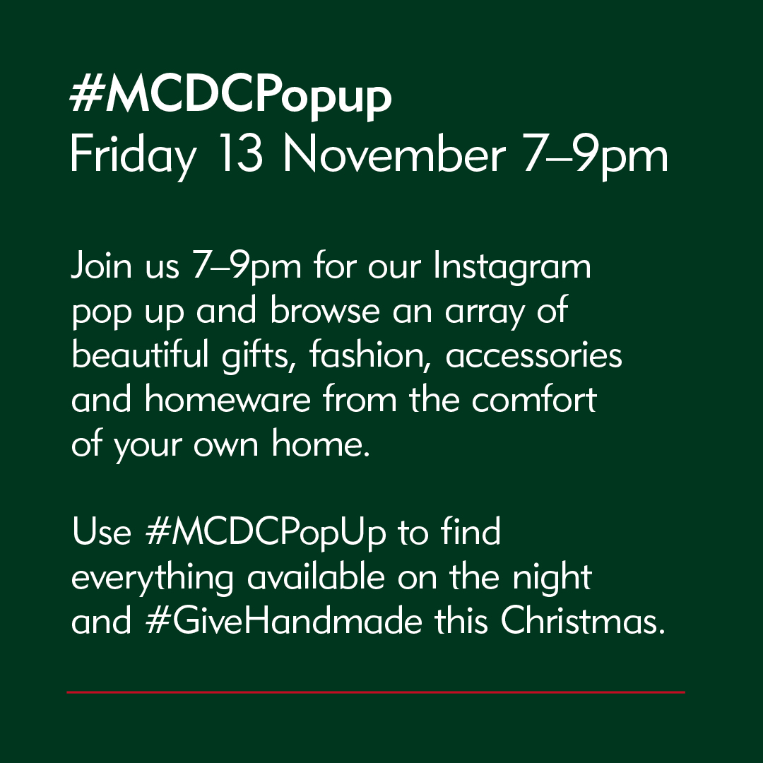 #MCDCpopup goes live at 7pm until 9pm TONIGHT Fri 13 Nov. To buy work simply follow the hashtag on Instagram and DM makers to purchase anything you like the look of! This is a great chance to #ShopSmall, support creatives and #GiveHandmade this Christmas. instagram.com/manchestercraf…