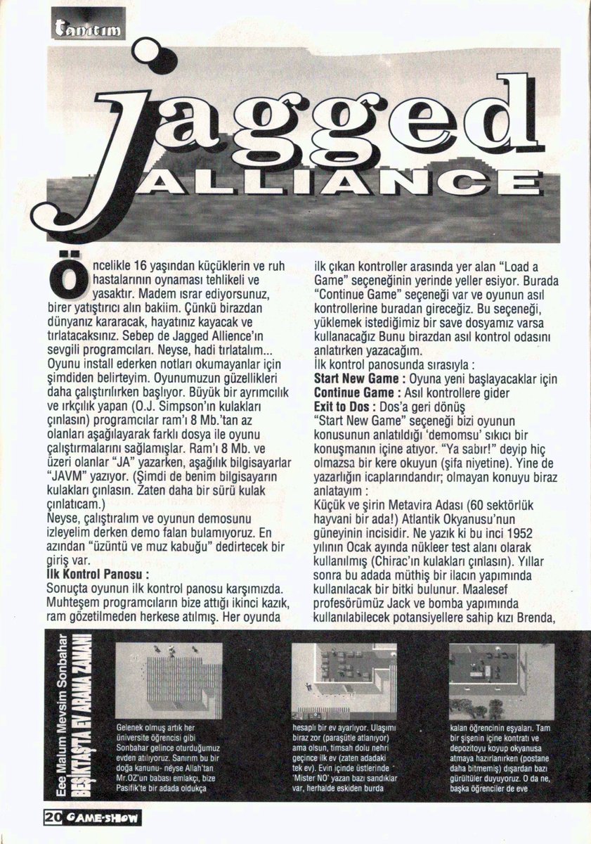 GameShowTR's tweet photo. #GameShow #GameShowTR
#DokuzuncuSayı #Issue9
#Kasım1995 #November1995
Jagged Alliance 🔪
#JaggedAlliance
#TurnBasedStrategy
#Madlab #MadlabSoftware
#SirTech #SirTechSoftware
https://t.co/sAuCTlnnPY
https://t.co/A7VM3mRBvZ https://t.co/kI0k6z0rw6