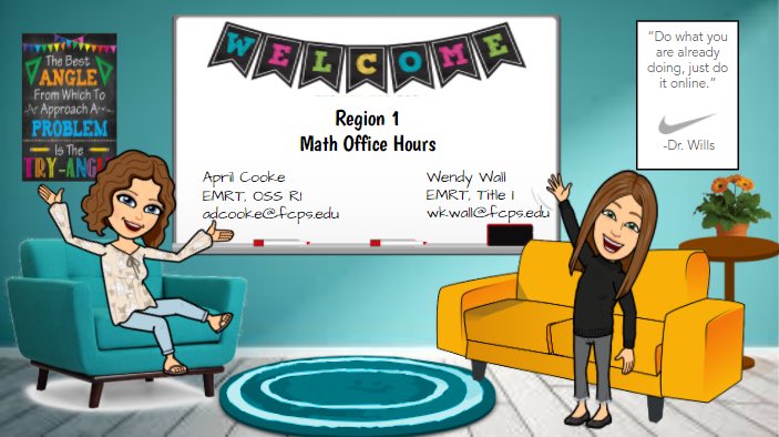 Hey <a href="/FCPSRegion1/">FCPS Region 1</a> ES teachers! Got math? Maybe you’ve got questions, too. We’re here to help! Pop into our Q&amp;A office hours Thurs, 11/12 3:30-4:30. RSVP so we know you’re coming! bit.ly/376JNU2   <a href="/adwcooke/">April Cooke</a> <a href="/MathematicsFcps/">FCPSMathematics</a> <a href="/FCPS_OSS/">FCPS Office of School Support</a> <a href="/FCPS_TitleI/">FCPS Title I</a>