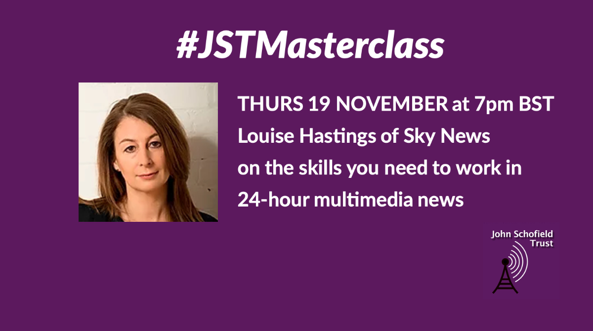 Want to become a journalist? Join us for a FREE masterclass with <a href="/SkyLouHastings/">Louise Hastings</a> of <a href="/SkyNews/">Sky News</a> &amp; hear about variety of roles including data journalism, video production, TV, podcasting, specialist journalism &amp; more.  
Thurs 19 Nov 7pm. Register here: bit.ly/2GX6tvi
