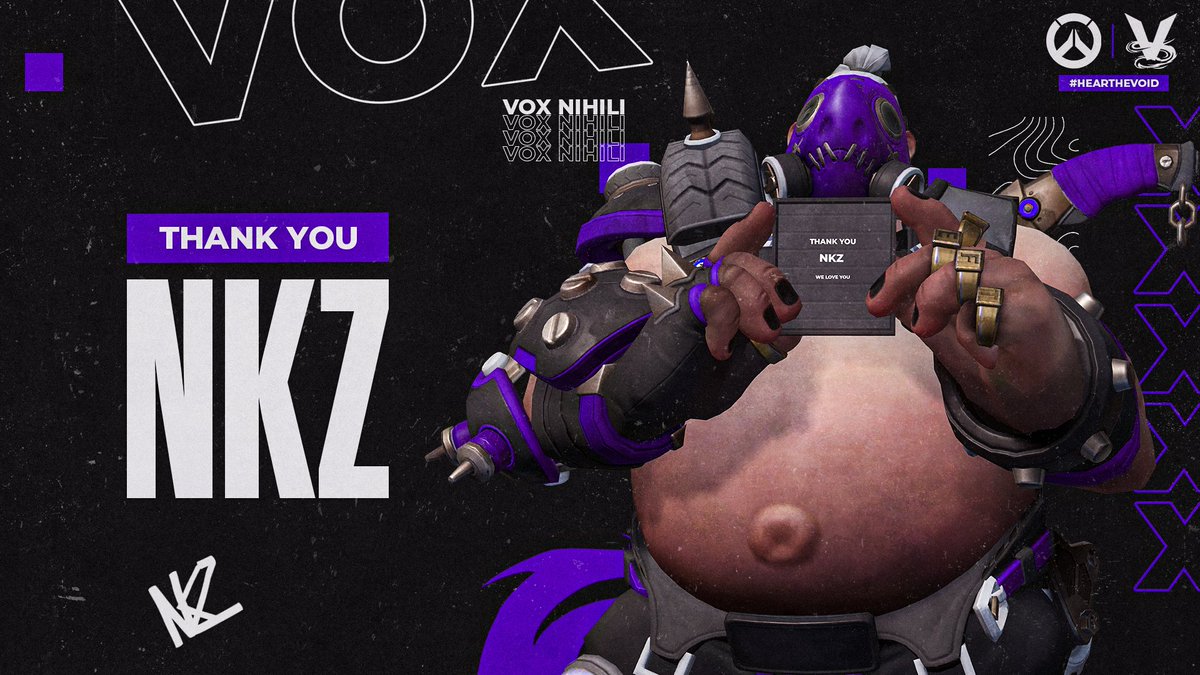 Today the void is saying goodbye to an OG, to the business man, to the off tank, our precious piggy hooker @NKZ_OW 😭 All the best to him and hope he finds a new team soon! There is always a place for you in void! ♥️ #HearTheVoid