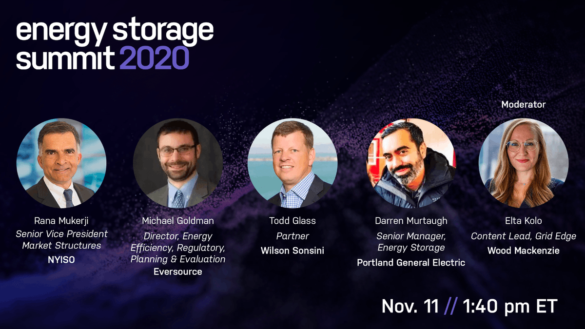 DanFinnFoley's tweet photo. Next up at the #gtmstorage summit @EltaKo7 from the #gridedge team at @WoodMackenzie has once again loaned her peerless expertise to the #energystorage event - this time talking aggregating resources.
With FERC Order 2222 and pilots in the ground what's next for BTM aggregation? https://t.co/ELVLf8uQB9