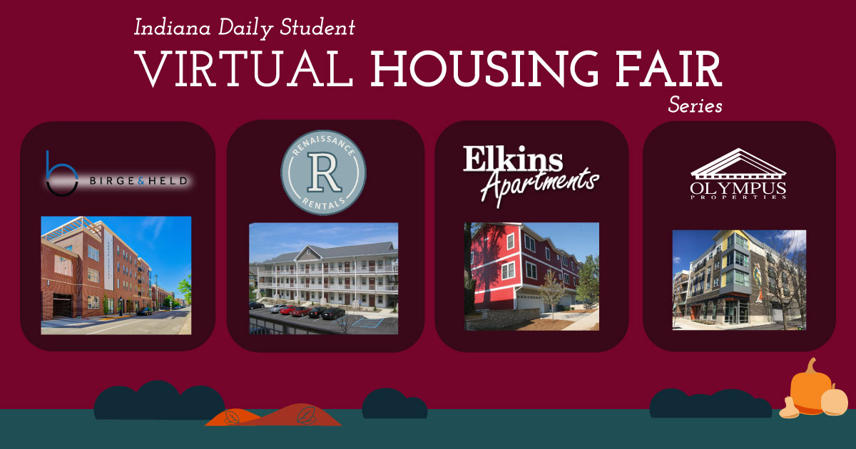 Find your new home away from home at the #IDSHousingFair! On Nov. 18 from 1 – 3.pm., meet with a variety of housing vendors on Zoom including <a href="/birgeandheld/">Birge & Held</a>, <a href="/elkinsapts/">Elkins Apartments</a>, <a href="/OlyProp/">Olympus Properties</a>, and <a href="/RentBloomington/">Renaissance Rentals</a>