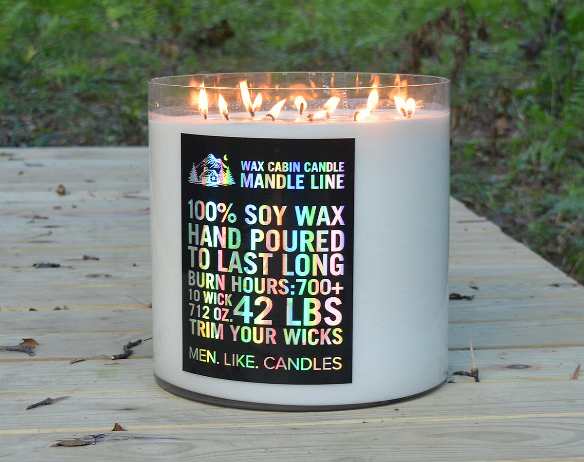 WaxCabin's tweet photo. Can you handle our GIANT man candle... also known as a mandle?! It's 42lbs of pure soy and scent. CAN YOU MANDLE IT?! Tag your friend that needs it. https://t.co/kQR4X2ayg3
