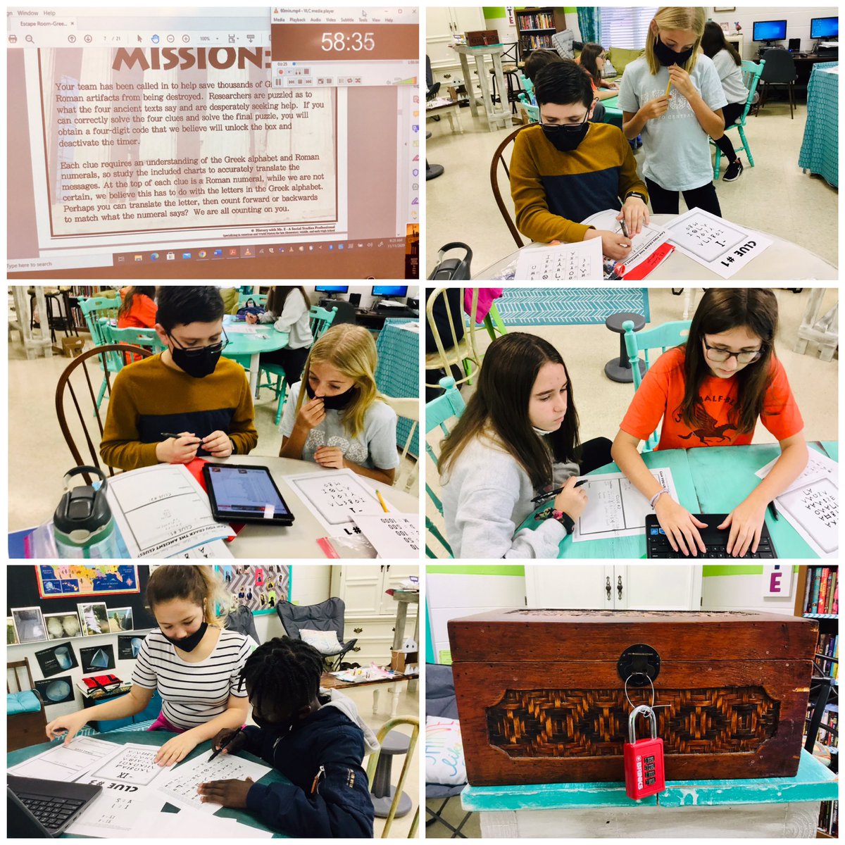 DCMSSpotlight's tweet photo. Ancient Greece escape room...racing to unlock the box! @TweetDCS_DCMS #teamdcs #raisethebar @DCSeNews https://t.co/ZdEih5EZoB