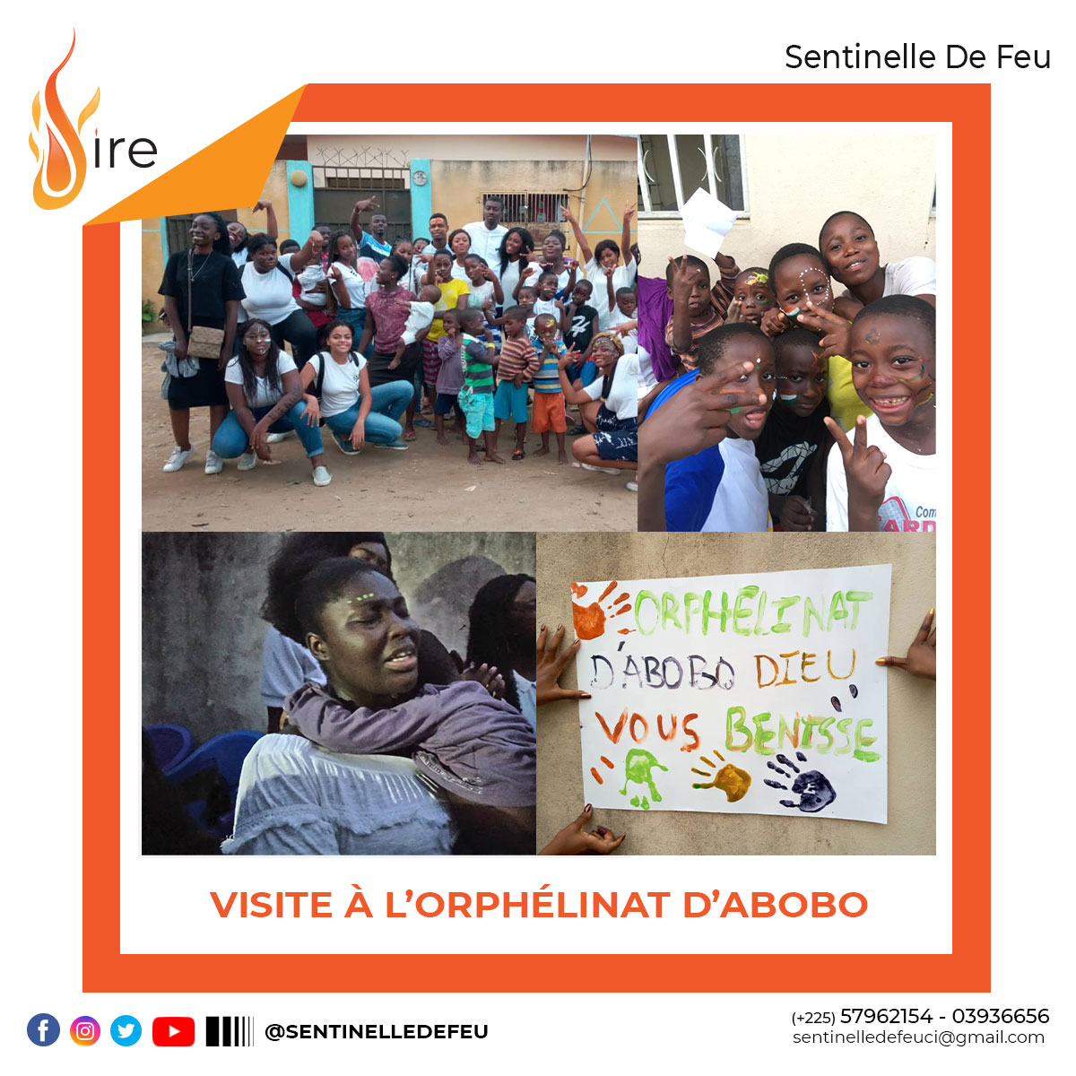 SentinelledeFeu's tweet photo. Sentinelle de Feu c'est aussi du SOCIAL, du FUN et de la PRIERE ! 
Nous avons vécu des moments forts à l'Orphelinat d'Abobo, une communion fraternelle lors d'un Shooting photo et des moments intenses durant les programmes AU-DELA DU VOILE et REVIVAL https://t.co/7G8cPXuidU