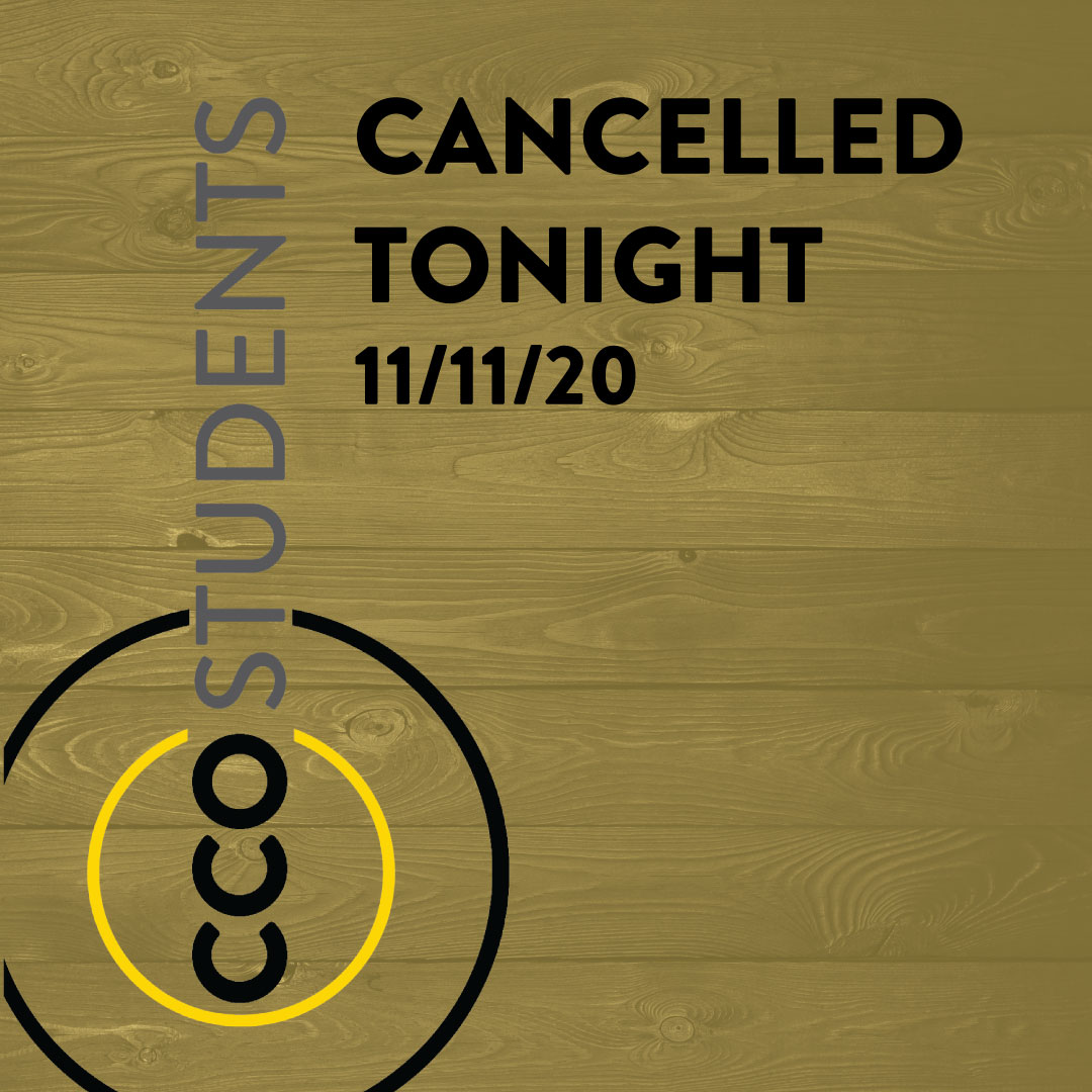 StudentsCCO's tweet photo. Due to this week's increase in positive Covid cases in our area, we are cancelling Student and Mission Kids activities for tonight. Thank you for understanding. https://t.co/Y7XMSH2ldB