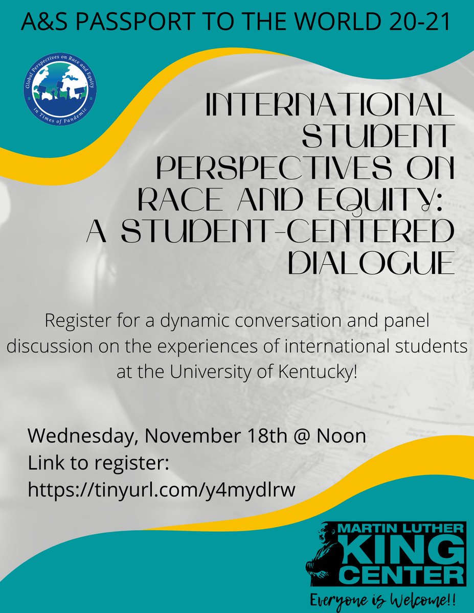 NOV 18 @ NOON: Join us for the A&amp;S student panel on international undergraduate student experiences of race and equity at UK

The panel will feature four undergraduate international students, and be co-moderated by Kathryn King and Alvaro Gonzalez.