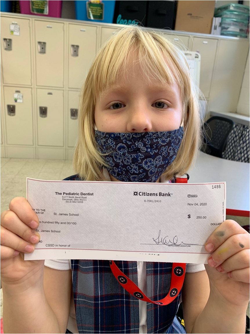 StJamesWO's tweet photo. Dr. McNamara &amp; The Pediatric Dentist donated $250 after being inspired by this 2nd grader's desire to help 4 Paws for Ability, our adopted charity this year.  Thank you to this 2nd grader for being you and to The Pediatric Dentist North Bend Road location for paying it forward. https://t.co/kNoid9dQSj