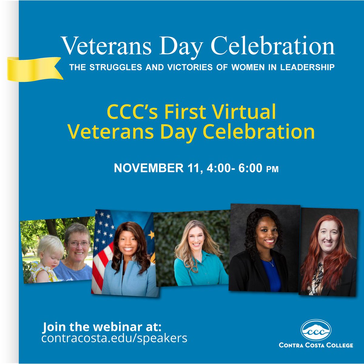 MaureenElias2's tweet image. Tonight, Contra Costa College @lifeatccc Presents a virtual Veterans Day Celebration "In Command: The Struggles and Victories of Women Leadership" November 11, at 4 pm PST (7pm EST).
Join me and other women veteran leaders tonight.
contracosta.edu/speakers
