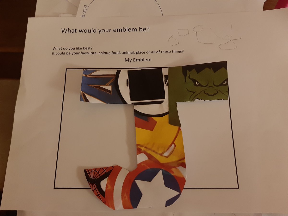RCPSClass1's tweet photo. For his emblem, Joey combined his favourite Marvel heroes with the J in his name. What a wonderful idea! https://t.co/3ZgNmhhRoI