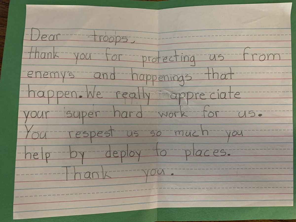 mrskkdixon's tweet photo. Students worked this morning on letters to our troops for the holidays! @LakelandES #3rdgraders #veteransday #supportingthetroops https://t.co/aAHl0MLdo8