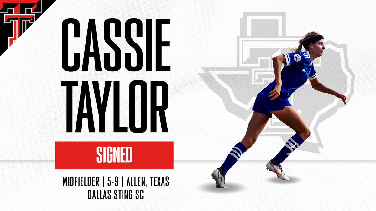 Texas Tech Soccer (@texastechsoccer) on Twitter photo 𝗦𝗜𝗚𝗡𝗘𝗗 → Cassie Taylor
A dominant midfielder with excellent soccer IQ is coming to us from the Dallas Sting.
🖊️ <a href="/cassietaylorrrr/">cassie taylor</a> 𝗦𝗜𝗚𝗡𝗘𝗗 → Cassie Taylor
A dominant midfielder with excellent soccer IQ is coming to us from the Dallas Sting.
🖊️ <a href="/cassietaylorrrr/">cassie taylor</a>