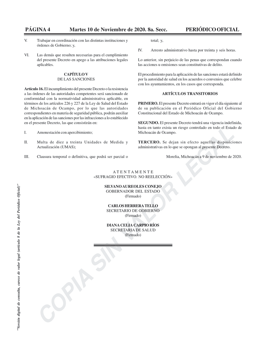 Silvano_A's tweet photo. Para que Michoacán siga avanzando es importante que todas y todos respetemos las medidas establecidas en este decreto. Estamos ya en la segunda fase de la Nueva Convivencia y depende solo de nosotros mismos continuar por buen camino, así que cada quien hagamos lo propio. https://t.co/uB63xM8xUa