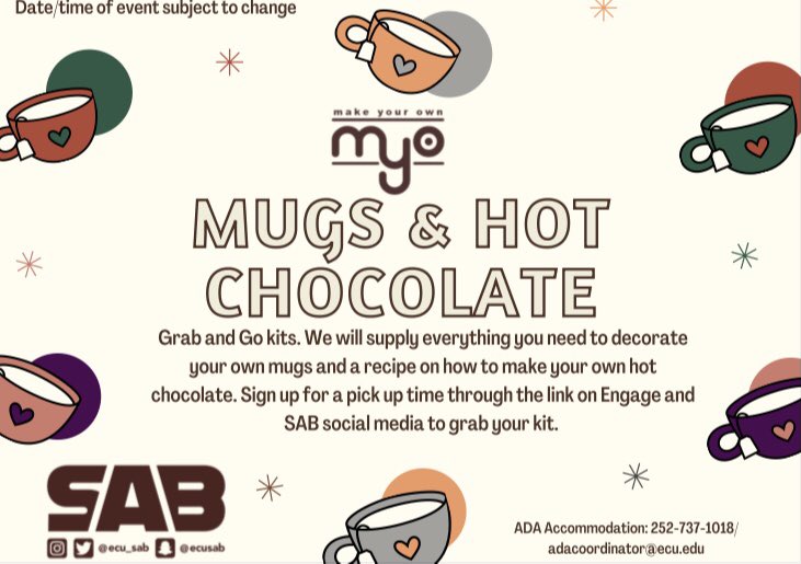 RSVP on Engage for MYO Mugs and Hot Chocolate on Thursday, November 14,2020. In order to reserve your time slot for pick up of your kit, please sign up at the link below. (Also on Engage Page)
 
signupgenius.com/go/60B084FA5A6…
 
READ THREAD —
