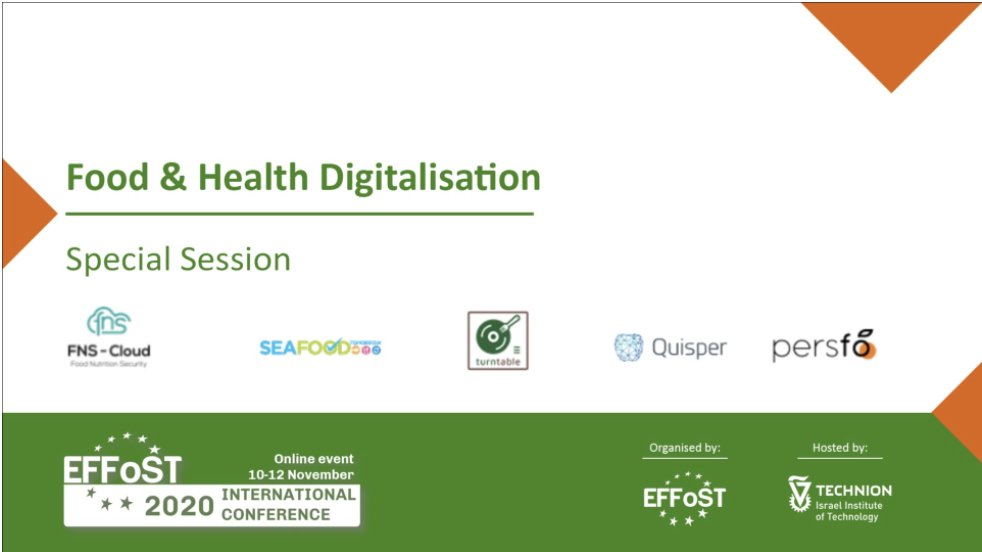 EuroFIRAISBL's tweet photo. We are hosting at the 34th EFFoST Conference live online tomorrow morning at 11:00-12:30 CET - Food &amp; Health Digitalisation. Join us to hear more about @QuisperASBL, @PERSFO_project, @turntable_aal, @FNSCloudEU and @SEAFOOD_TMRW https://t.co/irzGkOI2Nh