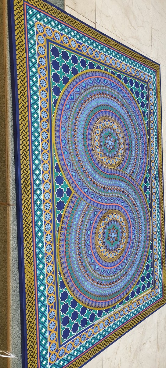 Haleema_Abubakr's tweet photo. 98% Done, Almost there!

Medium: Acrylics on canvas
Title: "Infinity"
Size: 6ft × 4ft.

I started this piece August 1st,with breaks in between ofcourse (my back hurts😃) and finally rounding up. Geometric,ornate,tezhip and mandala patterns hand drawn with love,pls help retweet🤗. https://t.co/rNIfOMcWXJ