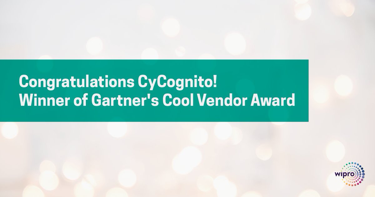 Congratulations to <a href="/CyCognito/">CyCognito</a> (a <a href="/Wipro/">Wipro</a> Ventures portfolio company) for winning <a href="/Gartner_inc/">Gartner</a>'s #CoolVendor Award! Read the report: bit.ly/35lT2hJ

#WiproVentures
