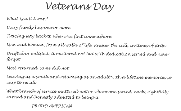 Happy Veteran's Day from Briar Hill Health Campus. This poem was written by Bob VanHorn, a proud American and Veteran.