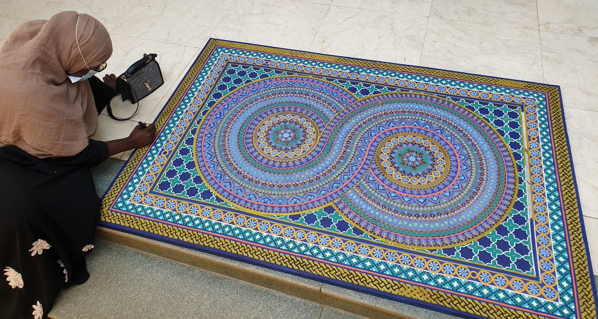 Haleema_Abubakr's tweet photo. 98% Done, Almost there!

Medium: Acrylics on canvas
Title: "Infinity"
Size: 6ft × 4ft.

I started this piece August 1st,with breaks in between ofcourse (my back hurts😃) and finally rounding up. Geometric,ornate,tezhip and mandala patterns hand drawn with love,pls help retweet🤗. https://t.co/rNIfOMcWXJ