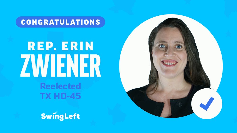 swingleft's tweet photo. .@TexasMonthly named Rep. Erin Zwiener (@ErinForYall) "the most savvy freshman" during her 1st term in the Texas State House. No wonder her district voted to send her back to Austin in 2021 to get even more done. Congrats! https://t.co/xA7ndLiDRX