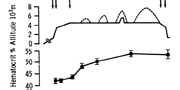 1/N High Altitude Hematology! For starters it’s been known since the 1870’s that red cell counts rise with altitude as in this study PMID: 3897179