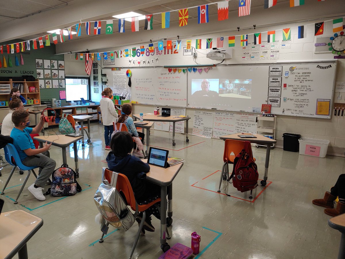MrsCarroll142's tweet photo. In honor of Veterans Day, we had a video call with First Sergant Mike Posz to thank him for his service and interview him about his military experience 🇺🇸 #engage142 #kerkstracougars #VeteransDay https://t.co/Iu4l9SjMUq