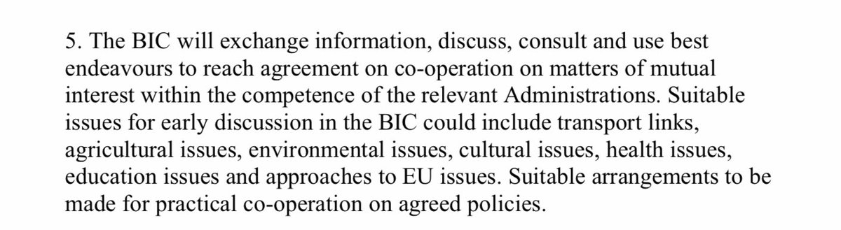 Now we have the British-Irish Council. Note the wide scope of its function & then see paragraph 5 & the explicit reference to the EU. The British seem to have decided to chuck in their EU membership without any reference to Ireland at all.