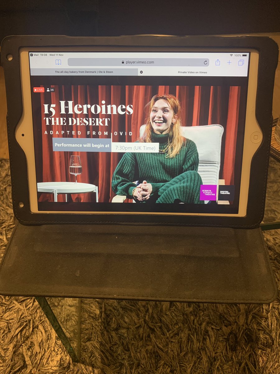 Allyca's tweet photo. My theatre 'at home' set-up tonight! Can’t wait 😃 #TheDesert and #JST15Heroines @JSTheatre https://t.co/NxKbqY03Mo