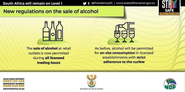 We breathe a sigh of relief as all restrictions on the local sale of alcohol, including #wine, in South Africa, have been lifted &amp; normal licensed trading hours resume.Deliberations with Govt over the past few months have borne fruit.Let's continue to trade &amp; consume responsibly.