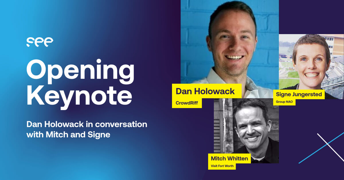 🥁 We're incredibly excited to announce that <a href="/mitchwhitten/">Mitch Whitten</a>, EVP marketing &amp; strategy <a href="/VisitFortWorth/">Fort Worth</a> and <a href="/Signexina/">Signe Jungersted</a>, CEO <a href="/group_nao/">GroupNAO</a> will be joining @dHolowack in the Opening Keynote at #SEE2020. This is one conversation you don't want to miss! crowdriff.com/see2020/agenda/