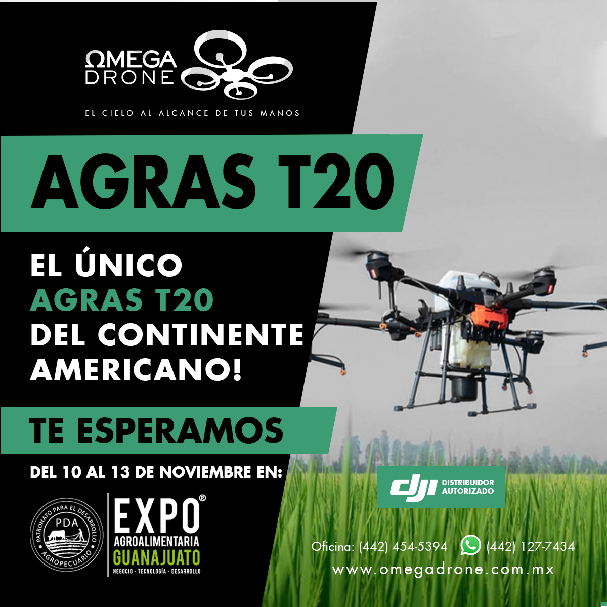 OmegaDrone7's tweet photo. En Omega Drone contamos con el único AGRAS T20 del continente americano.
https://t.co/e5SrltYm3m
Te esperamos del 10 al 13 de noviembre en 
 @expoagro_gto

#ExpoAgroalimentaria #agriculture  #Tecnología #Desarrollo #OmegaDrone https://t.co/5FXmlN7Ede