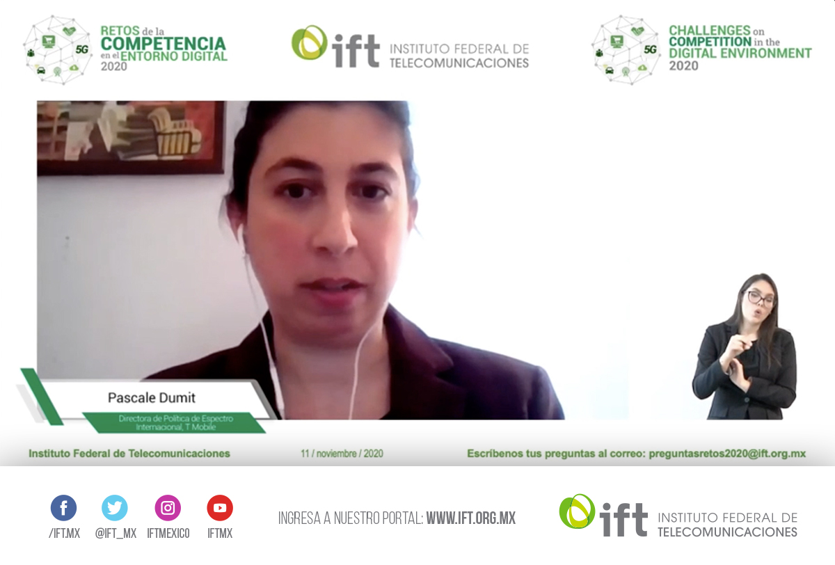 IFT_MX's tweet image. Pascale Dumit, Directora de Política de Espectro Internacional en @TMobile, presente en el foro #RetosDeLaCompetencia organizado por el @IFT_MX. Reflexiona sobre la compartición del espectro y sus posibles beneficios.