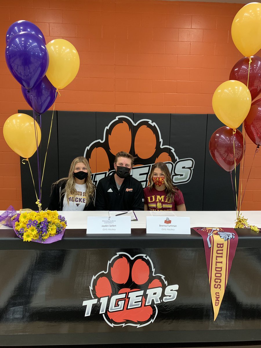 HolmerJon's tweet photo. What an honor to be able to have and continue to coach @brennafuhrman17 & @JaydenSeifert for the past five years with @FHSghockey_ . Couldn’t help getting a bit emotional seeing these young whippersnappers officially commit to play division 1 hockey. #tigertone https://t.co/kvScHJ7oz8