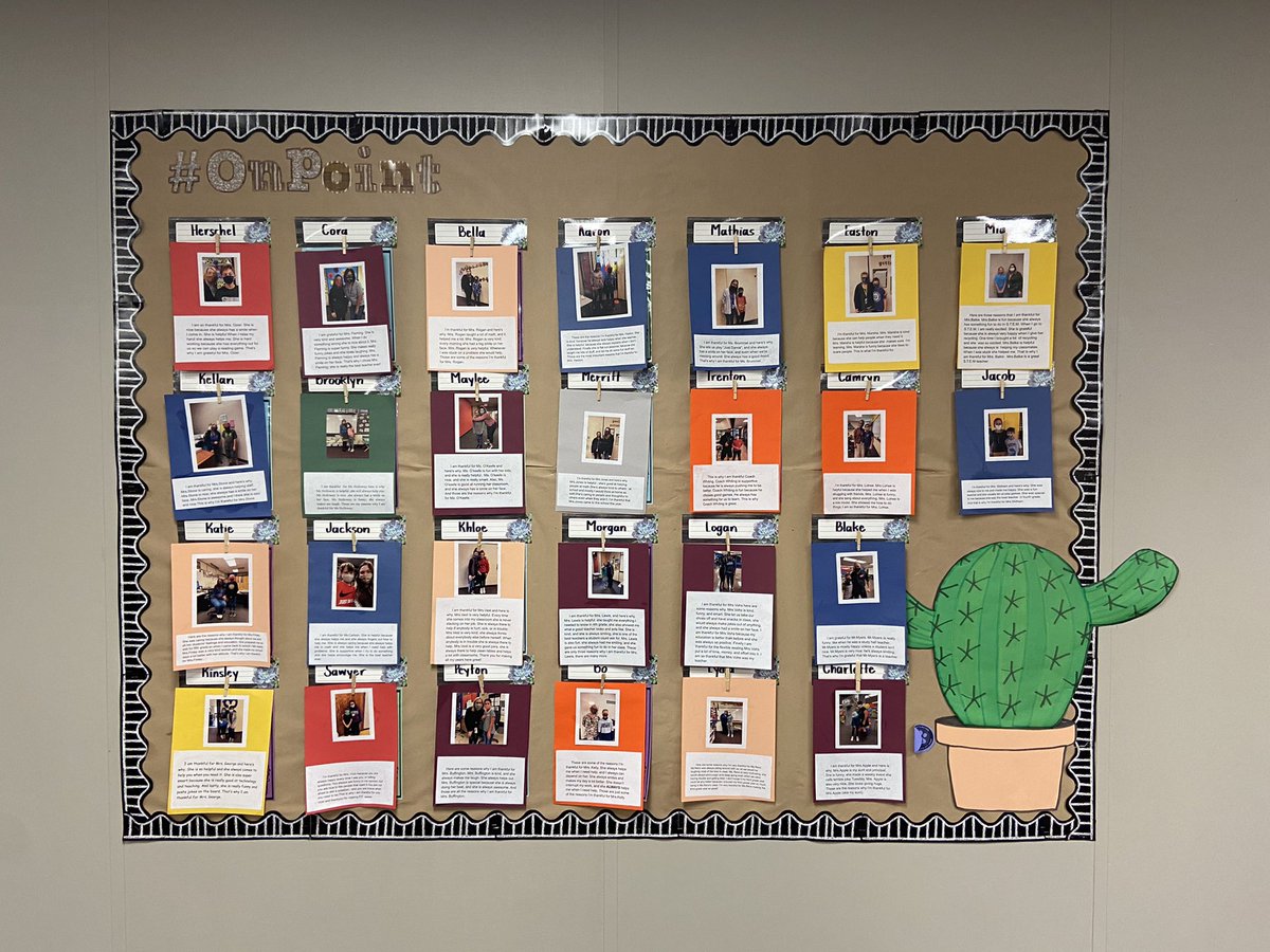 kcarlsonBES's tweet photo. It’s my favorite time of year, and we’ve just finished my absolute favorite writing project! My 5th graders have a lot of wonderful BES teachers to be thankful for! https://t.co/rDvNj1xjUv