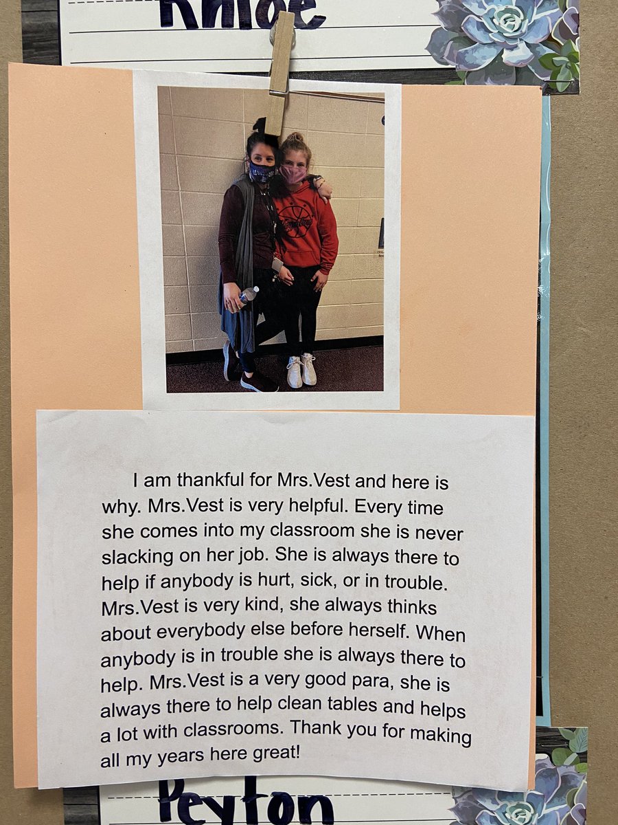 kcarlsonBES's tweet photo. It’s my favorite time of year, and we’ve just finished my absolute favorite writing project! My 5th graders have a lot of wonderful BES teachers to be thankful for! https://t.co/rDvNj1xjUv