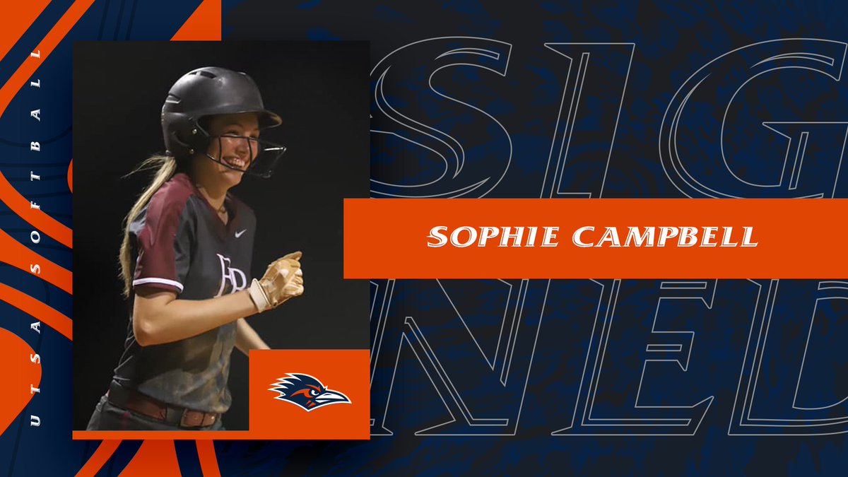 🖊️𝓢𝓲𝓰𝓷𝓮𝓭 

SOPHIE CAMPBELL

🥎 Infielder
📍 Corpus Christi, Texas
🏫 Flour Bluff HS

Welcome to the Roadrunner family!

#BirdsUp 🤙 | #SigningDay2020