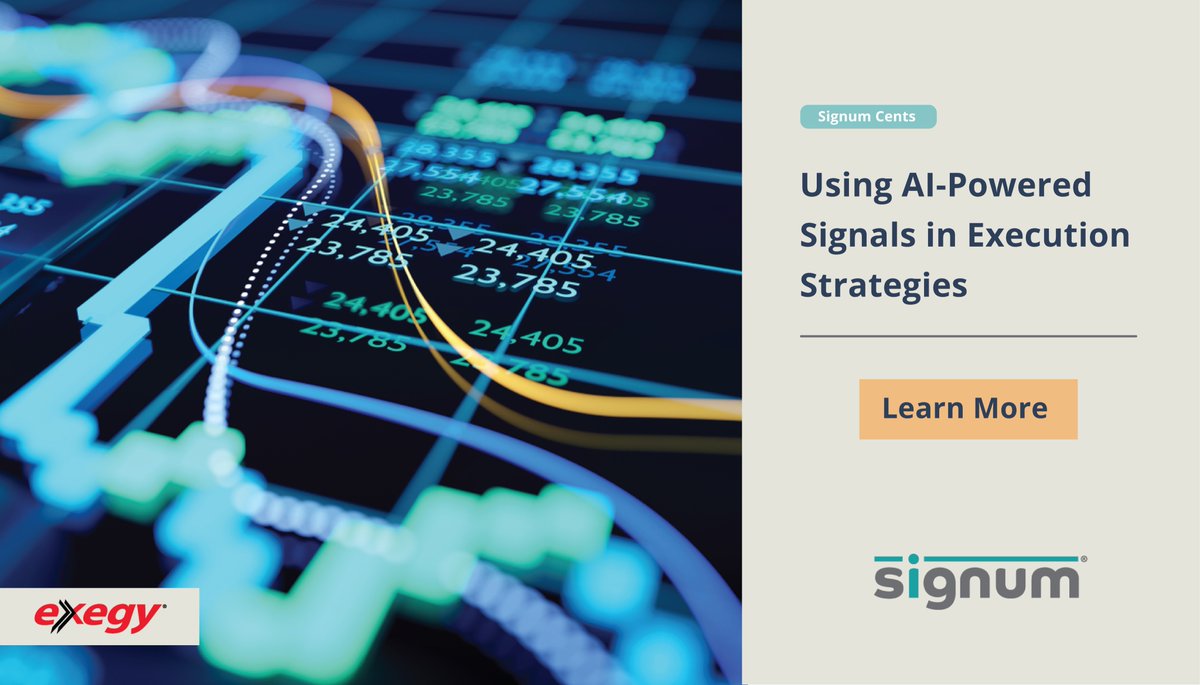 AI-powered predictive trading signals can be used with execution algos to help improve key performance metrics. Learn how Exegy’s Signum signals can enhance execution. https://t.co/mFjKw0MU9R #exegy #ai #algotrading https://t.co/BPy7OE6VTw