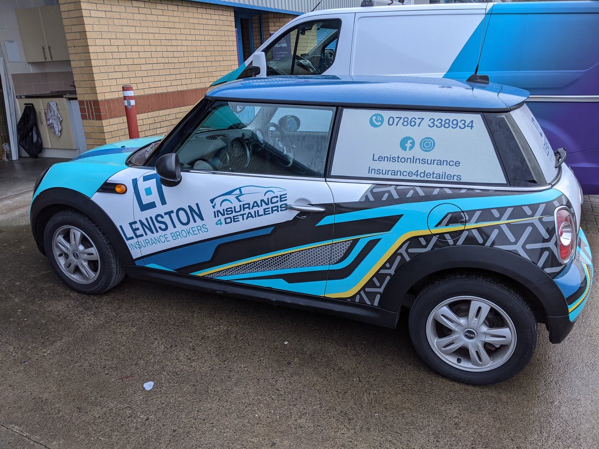 SxNewcastle's tweet photo. Full wrap for Leniston Insurance using @Metamarkuk MDC wrap vinyl for the professional finish. Turn your car into a mobile advertising tool. #mini #wrap #graphics #cramlington #northumberland #northeast https://t.co/MSOJzgOrCG