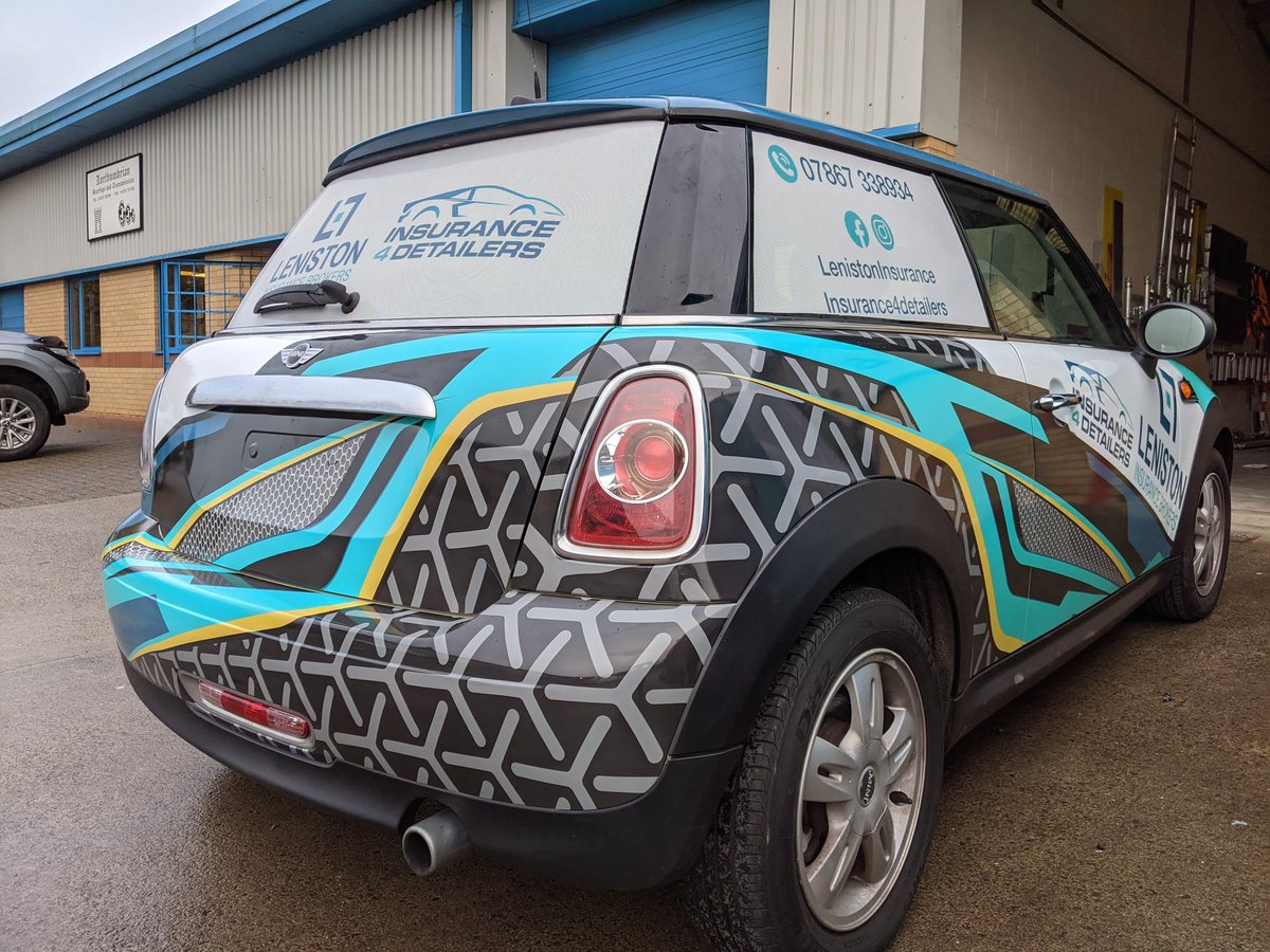 SxNewcastle's tweet photo. Full wrap for Leniston Insurance using @Metamarkuk MDC wrap vinyl for the professional finish. Turn your car into a mobile advertising tool. #mini #wrap #graphics #cramlington #northumberland #northeast https://t.co/MSOJzgOrCG