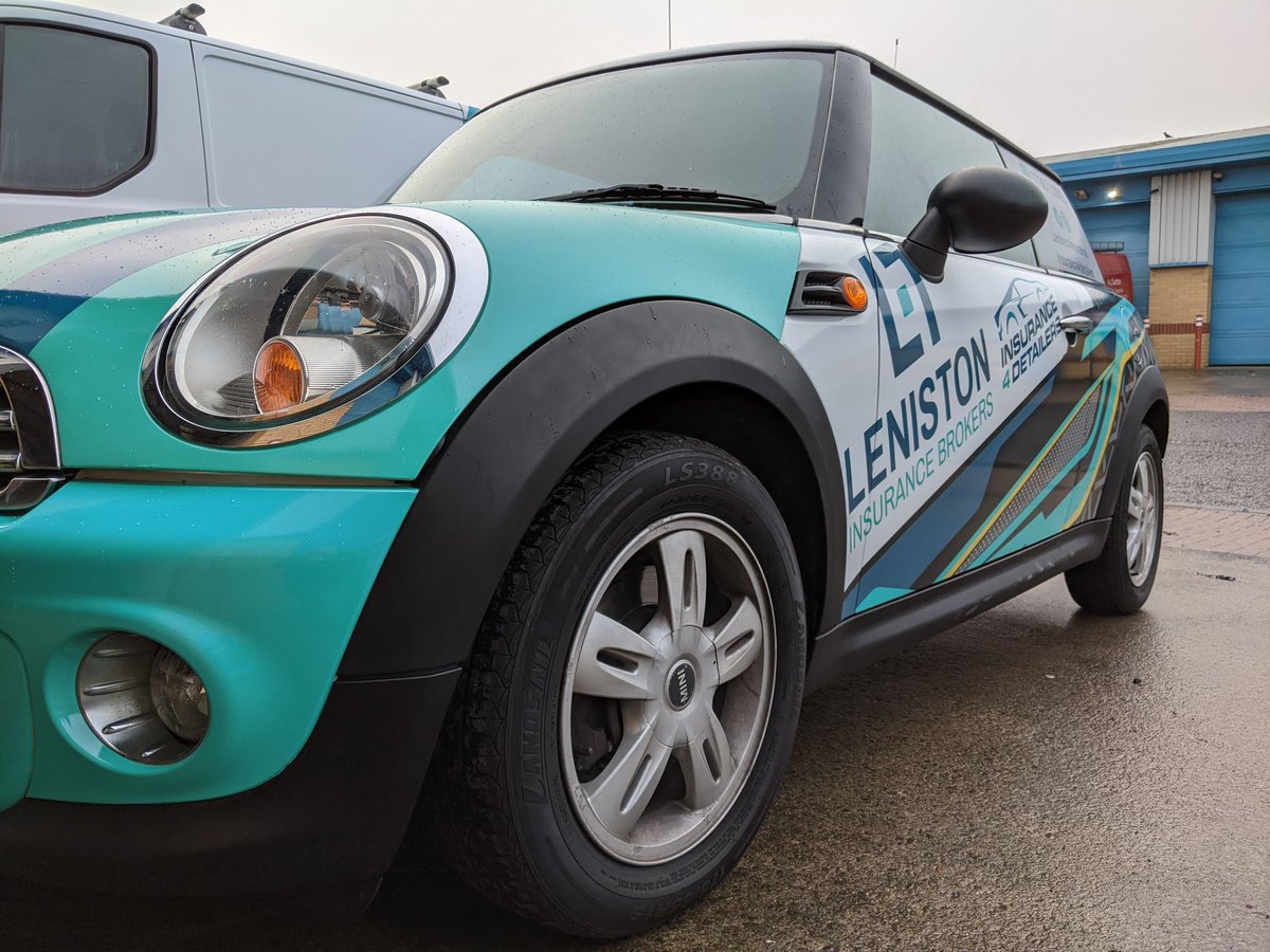 SxNewcastle's tweet photo. Full wrap for Leniston Insurance using @Metamarkuk MDC wrap vinyl for the professional finish. Turn your car into a mobile advertising tool. #mini #wrap #graphics #cramlington #northumberland #northeast https://t.co/MSOJzgOrCG
