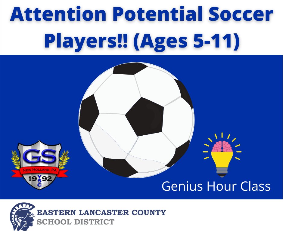 ElancoElem's tweet photo. We are proud to share GSMS 8th graders, Kady Felpel's &amp; Trista Esbenshade's project video from their Genius Hour class for ELANCO learners ages 5-11 to promote the Garden Spot Youth Soccer Club (G.S.Y.S.C) . To watch their project video click here: https://t.co/xA7T0uil0F https://t.co/NkDbH1q3NW