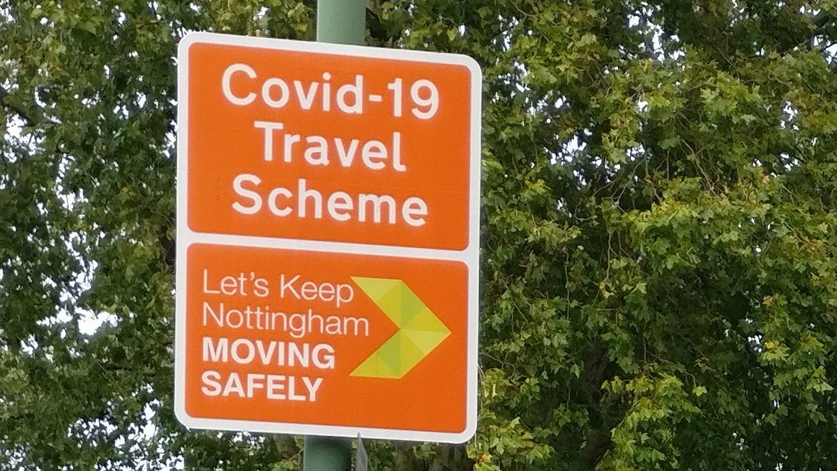 Nottingham's Emergency Active Travel Fund cycling schemes We've made videos showing 5 of these eye-catching schemes so far. VIDEO THREAD below. Sound on! 1/n