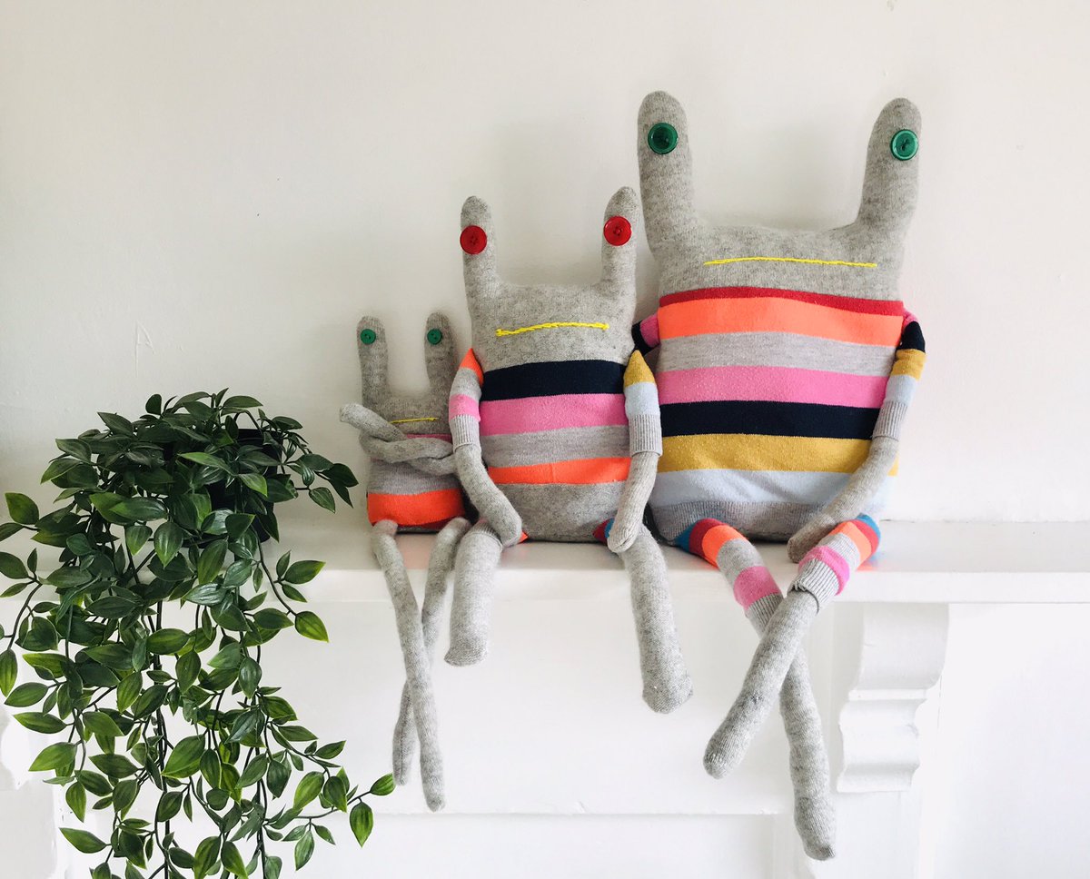 mysistermabel's tweet photo. Made from some unwanted jumpers These monsters are looking for a new home. @HandmadeHour #monsters #handmade #handmadehour #cashmere #repurposedwool #woolmonsters #handmademonsters #unwantedjumpers https://t.co/kkDLRNMMDm