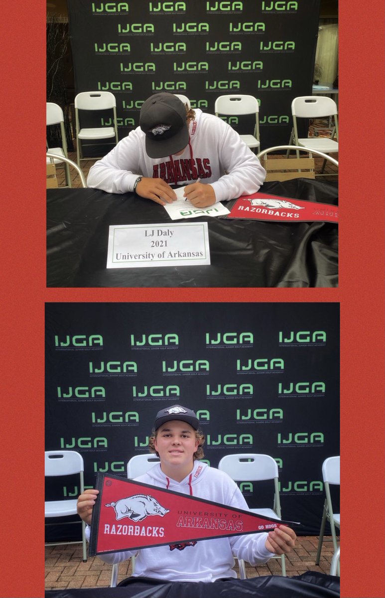 PGA_JohnDaly's tweet photo. It’s Official!!!!🐗🏌️‍♂️
Proud of my son and so happy he became a #Razorback today! Today is their day! 👊🏼 #signingday #signingday2020 #UniversityofArkansas #Hogs #WPS https://t.co/6d2NStDD6k