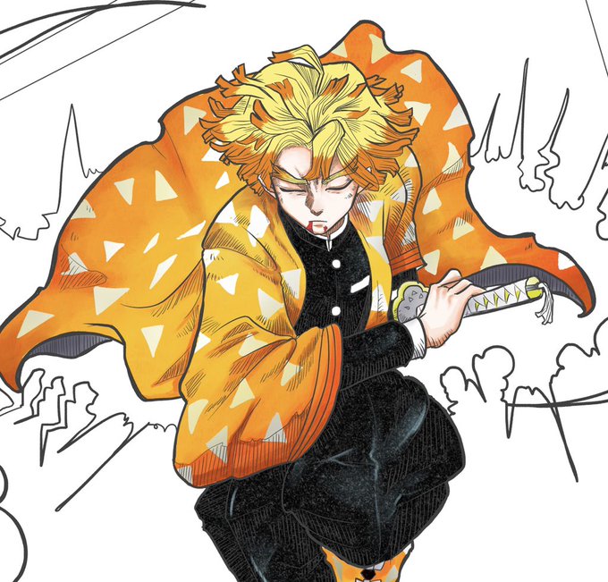 KARATEAさんがTwitterに投稿した我妻善逸(鬼滅の刃)のイラスト。