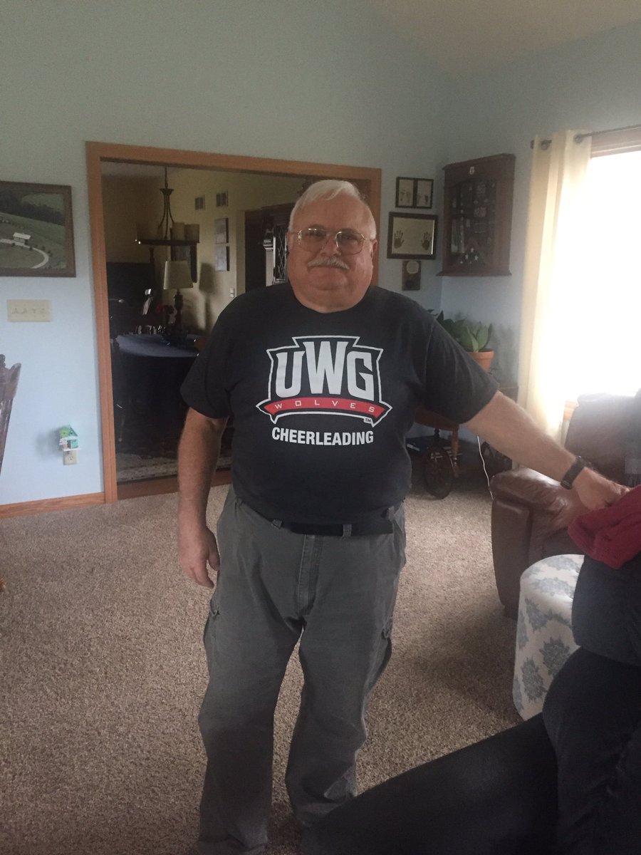 ImAprilNotMay's tweet photo. I present you, retired usaf colonel, in Ohio, wearing his first ever non-OSU collegiate shirt. Proud Papaw. https://t.co/kOAEHJDoW5